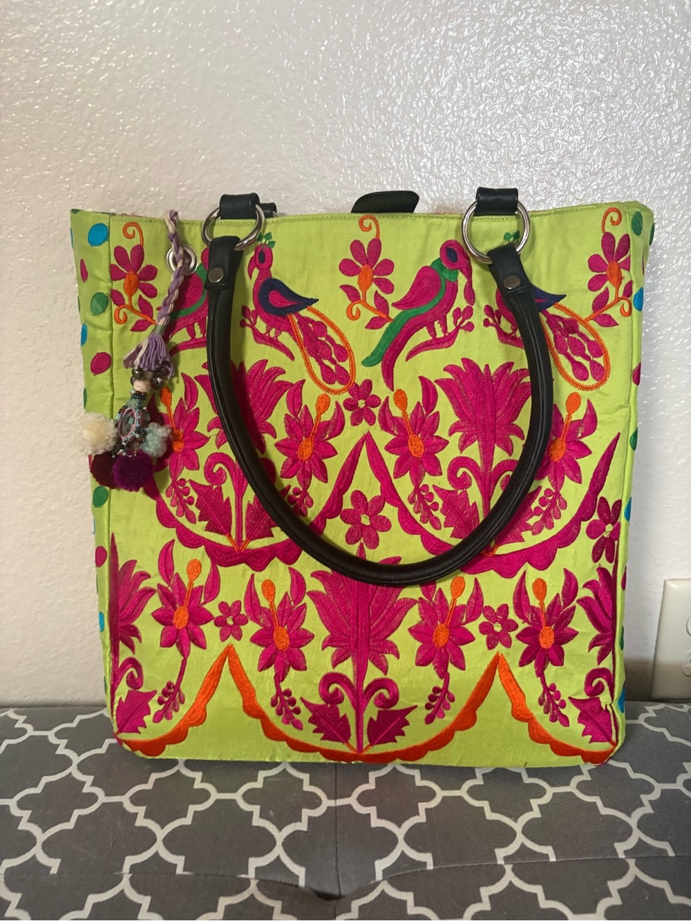 Clever Carriage Embroidered Tote